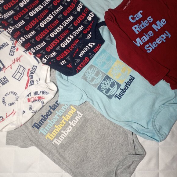 6 Piece Bundle Baby 12 Months One Piece Tops - GUESS, Timberland, Tommy Hilfiger - Picture 7 of 15